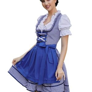 Women's 3 in1 Piece Set plaid Traditional German Dress Oktoberfest Dress
